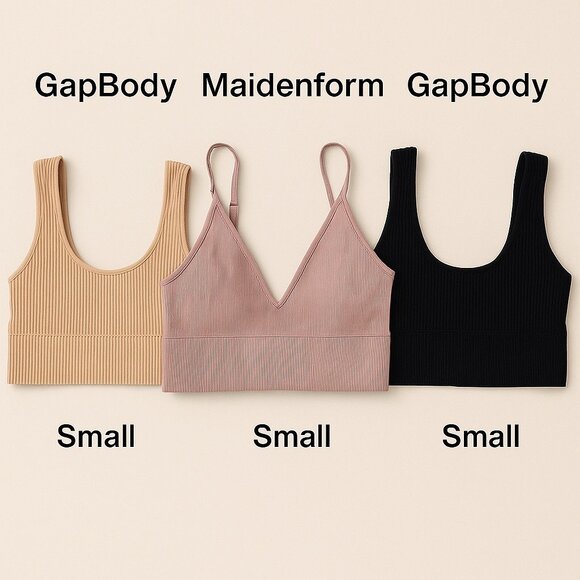 GapBody & Maidenform Ribbed Bralette Bundle Small Neutral Colors Nylon/Spandex - Picture 1 of 10